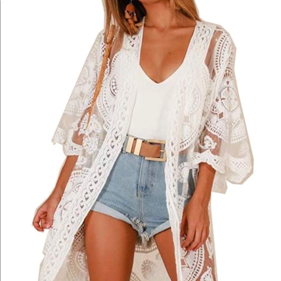 White Lace Cover Up - Picture 3 of 3